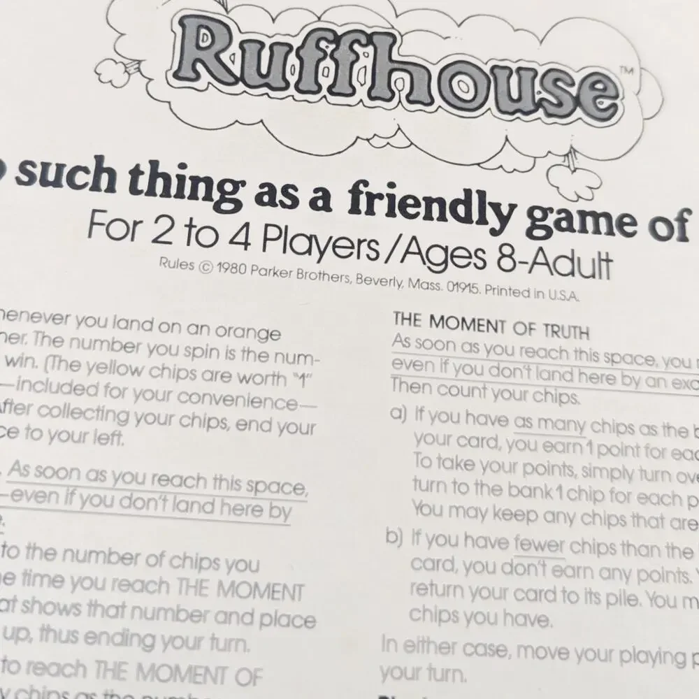 1980 Parker Brothers Ruffhouse Board Game